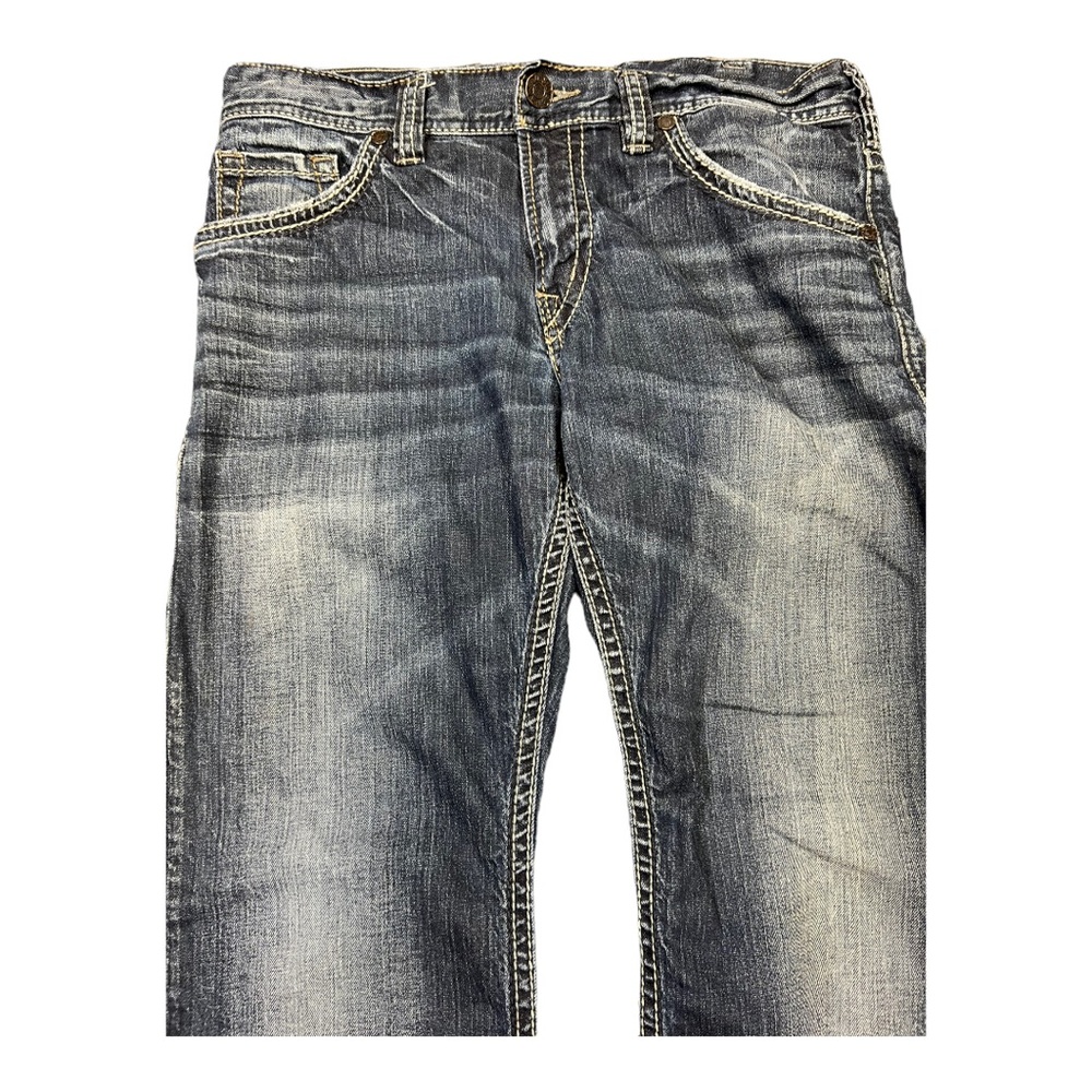 Silver Zac men style blue jean 33"x30" relaxed fix straight leg bootcut med wash